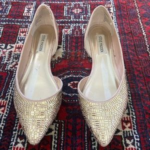 Metalic Beaded Steve Madden Flats never worn outside